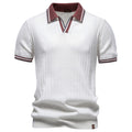 Casual Pure Cotton Color-block Polo Shirt